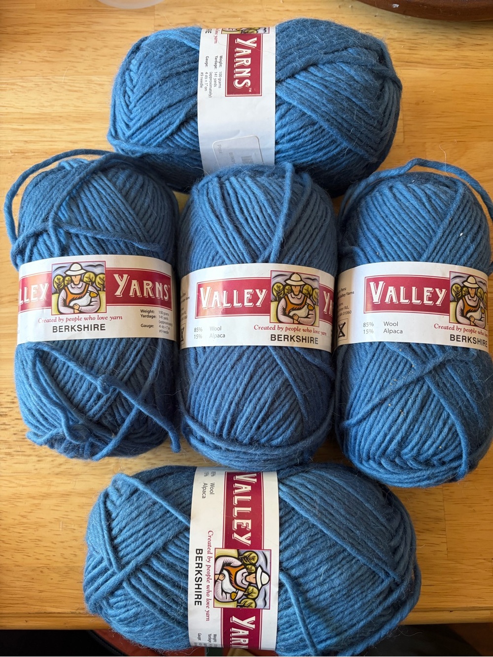 Valley Yarns Berkshire Wool/Alpaca Blend in colonial Blue - 5 Skeins